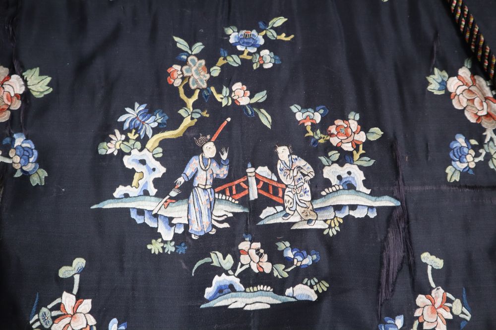 A 19th century Chinese embroidered silk cushion cover